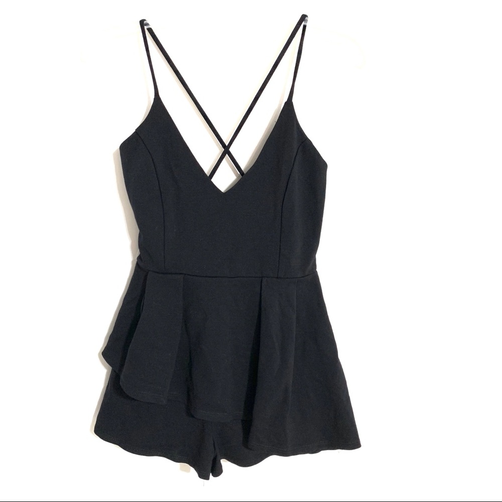 Black Romper Spaghetti Straps Shorts Small Sara La